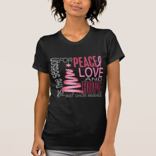 Camiseta Cancro da mama do feriado do Natal da esperança d