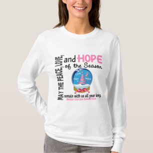 Camiseta Cancro da mama do globo 1 da neve do feriado do
