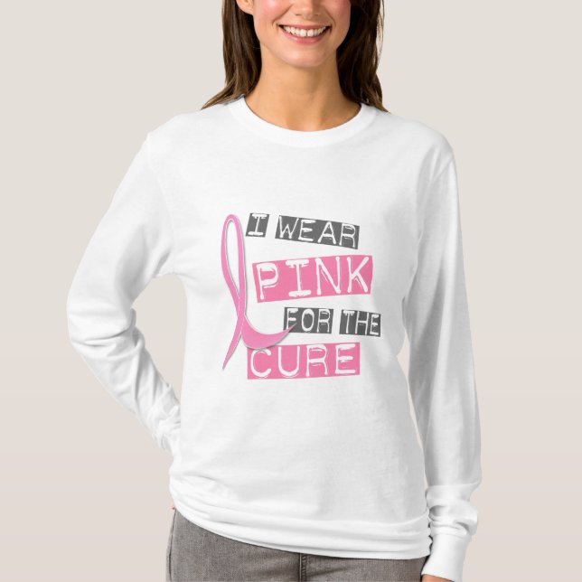 Camiseta Cancro da mama eu visto o rosa para a cura 37 (Frente)