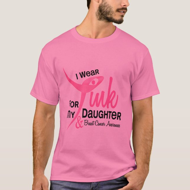Camiseta CANCRO DA MAMA eu visto o rosa para minha filha 41 (Frente)
