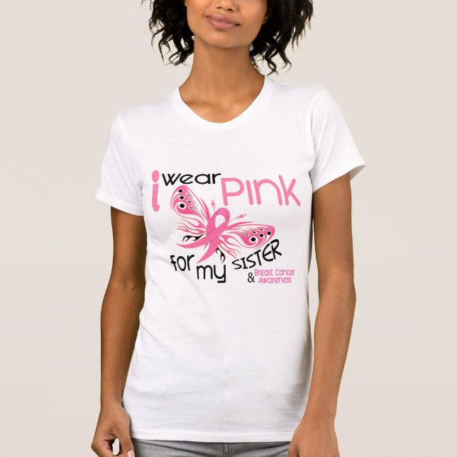 Camiseta Cancro da mama EU VISTO o ROSA PARA MINHA IRMÃ 45 (Frente)