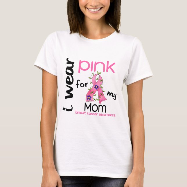 Camiseta Cancro da mama EU VISTO o ROSA PARA MINHA MAMÃ 43 (Frente)