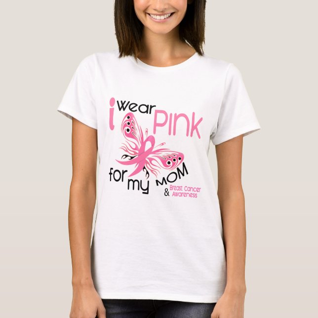 Camiseta Cancro da mama EU VISTO o ROSA PARA MINHA MAMÃ 45 (Frente)
