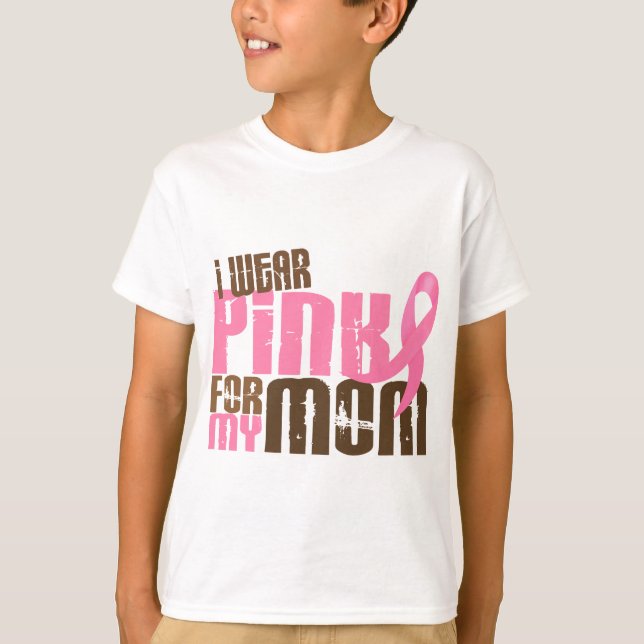 Camiseta Cancro da mama EU VISTO o ROSA PARA MINHA MAMÃ 6,3 (Frente)