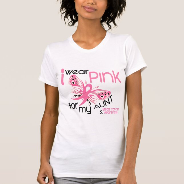 Camiseta Cancro da mama EU VISTO o ROSA PARA MINHA TIA 45 (Frente)