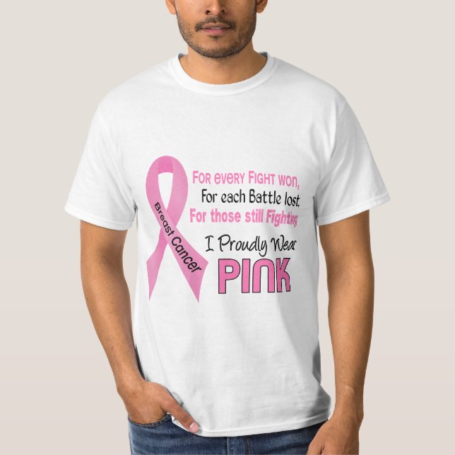 Camiseta Cancro da mama eu visto orgulhosa o rosa 1 (Frente)
