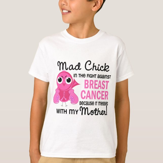 Camiseta Cancro da mama louco da mãe do pintinho 2 (Frente)