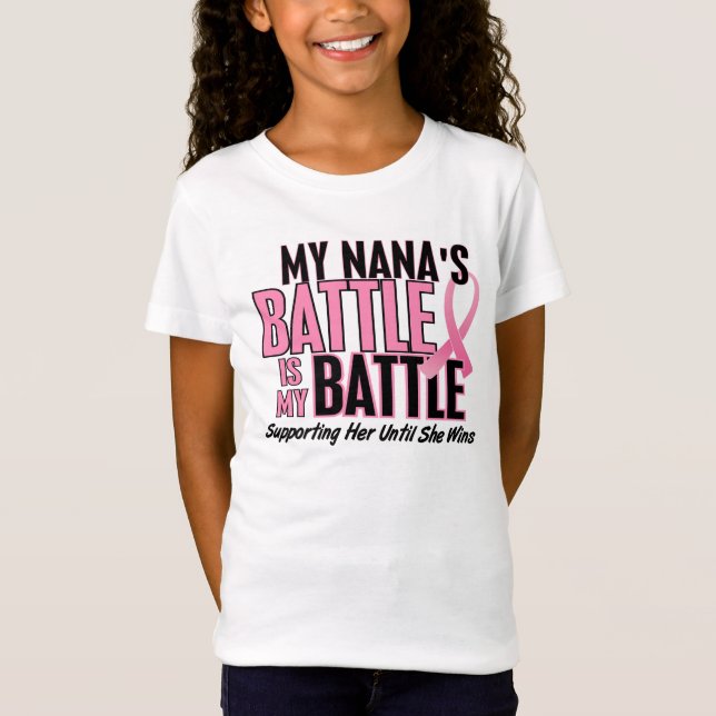 Camiseta Cancro da mama minha BATALHA DEMASIADO 1 Nana (Frente)