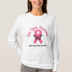 Camiseta Cancro da mama sobrevivente de 1 ano