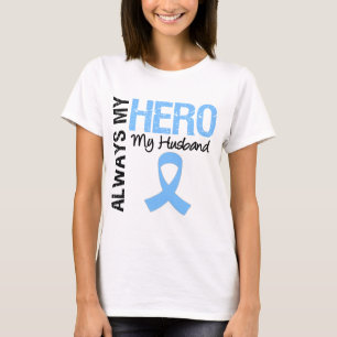 Camiseta Cancro da próstata sempre meu herói meu marido