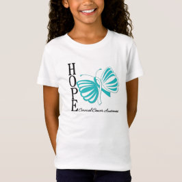 Camiseta Cancro do colo do útero da borboleta da esperança