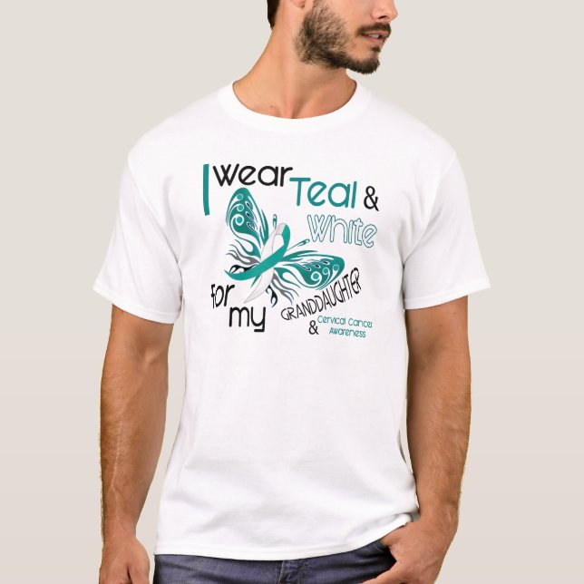 Camiseta CANCRO DO COLO DO ÚTERO eu visto a neta do branco (Frente)