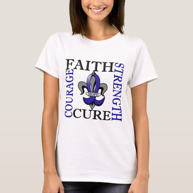 Camiseta Cancro do cólon da flor de lis 3 (Frente)