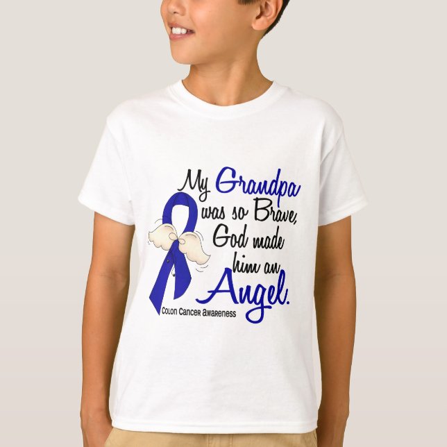 Camiseta Cancro do cólon do vovô do anjo 2 (Frente)