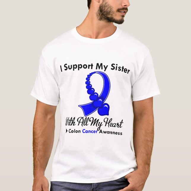 Camiseta Cancro do cólon eu apoio minha irmã (Frente)