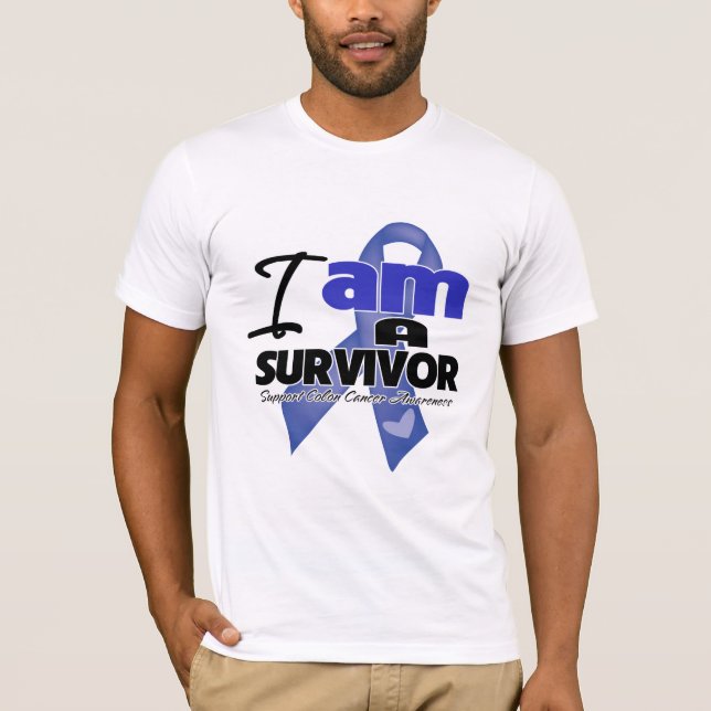Camiseta Cancro do cólon - eu sou um sobrevivente (Frente)