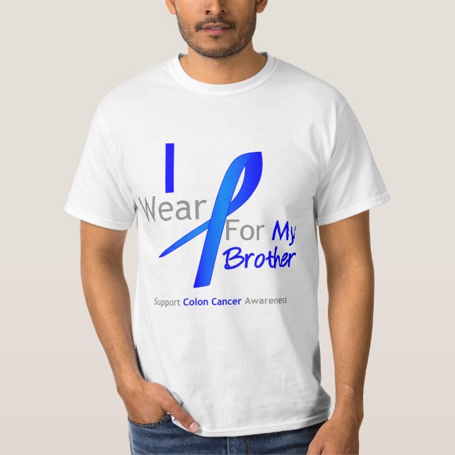 Camiseta Cancro do cólon eu visto o azul para meu irmão (Frente)
