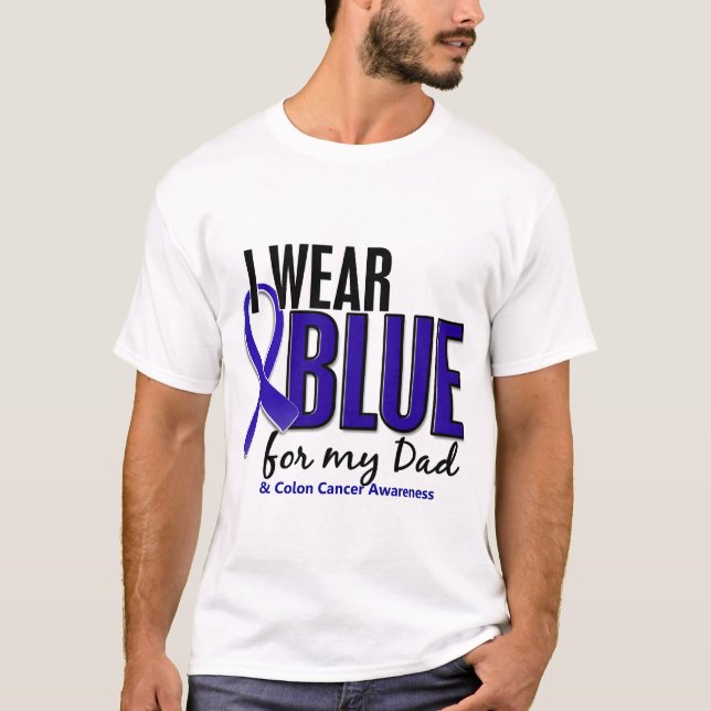 Camiseta Cancro do cólon eu visto o azul para meu pai 10 (Frente)