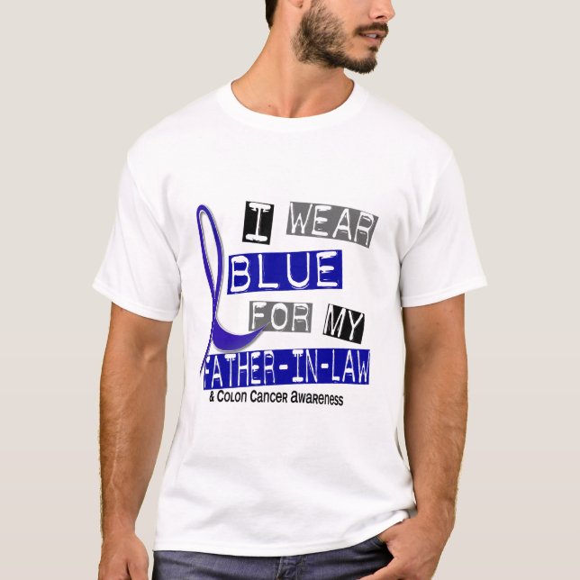 Camiseta Cancro do cólon eu visto o azul para meu sogro 37 (Frente)