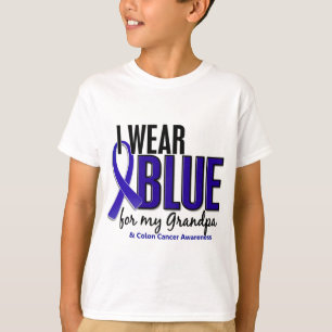Camiseta Cancro do cólon eu visto o azul para meu vovô 10
