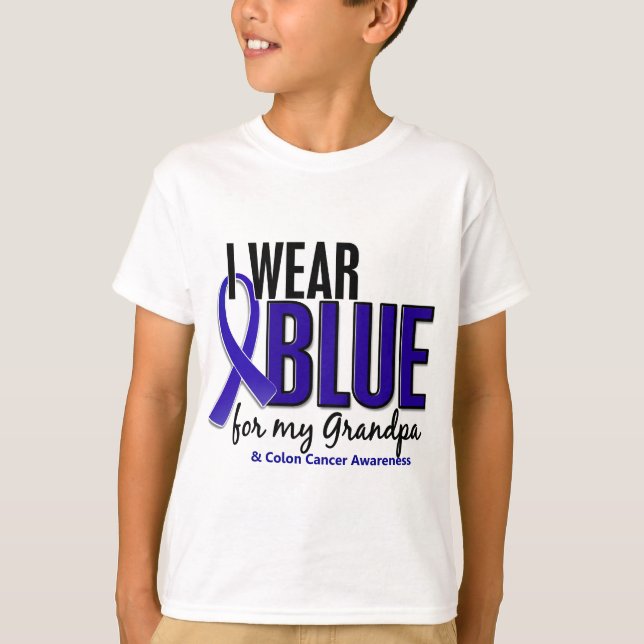Camiseta Cancro do cólon eu visto o azul para meu vovô 10 (Frente)