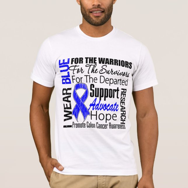 Camiseta Cancro do cólon eu visto o TRIBUTO da fita azul (Frente)