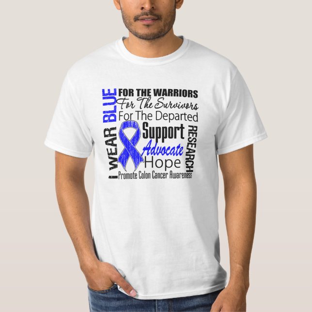 Camiseta Cancro do cólon eu visto o TRIBUTO da fita azul (Frente)