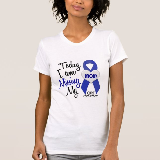Camiseta Cancro do cólon que FALTA MINHA MAMÃ (Frente)