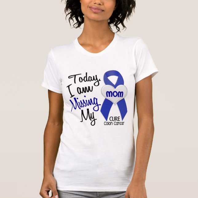 Camiseta Cancro do cólon que FALTA MINHA MAMÃ (Frente)