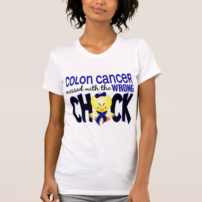 Camiseta Cancro do cólon sujado com o pintinho errado (Frente)