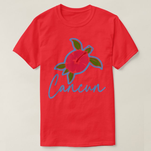 Camiseta Cancun 2022 Férias Tropicais de Flores do Mar Turt (Frente do Design)