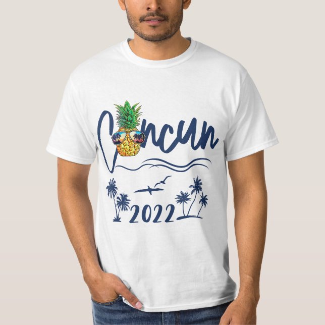 Camiseta Cancun 2022 Mexico Pineapple Sunglasses Vacation (Frente)