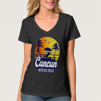 Camiseta Cancun 2023 Mexico Sunset Beach Retro