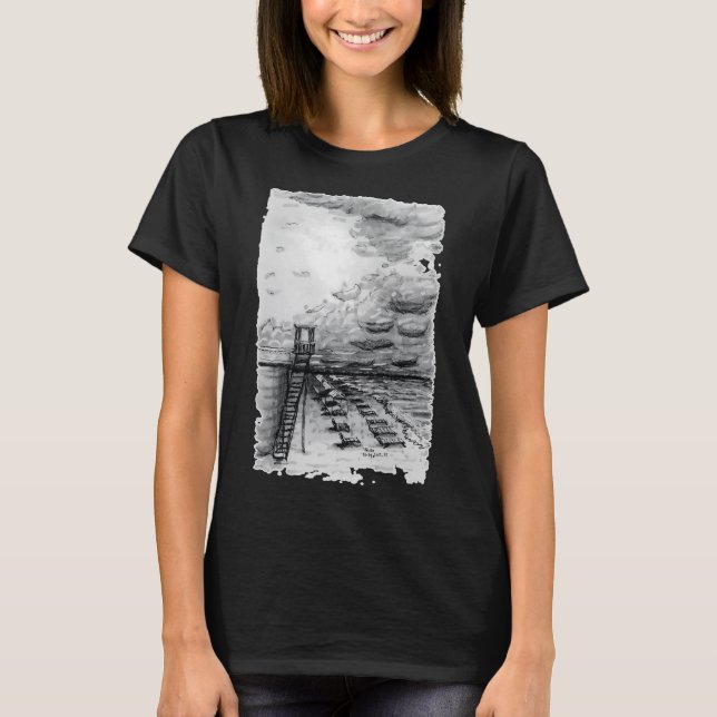 Camiseta Cancun Beach turvo preto e branco (Frente)