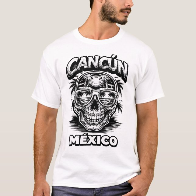 Camiseta cancun caravela blanco y negro (Frente)