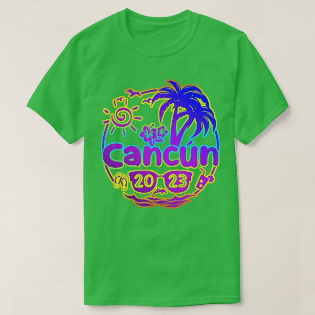 Camiseta Cancun México 2023 Vacinação de Verão Hawaii Beach (Frente do Design)