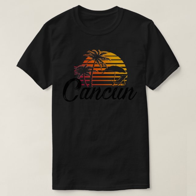 Camiseta Cancun Mexico Beach Palm Party Destination Gi (Frente do Design)