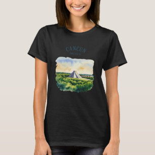 Camiseta Cancun México Cenário da Natureza em Aquarela Vint