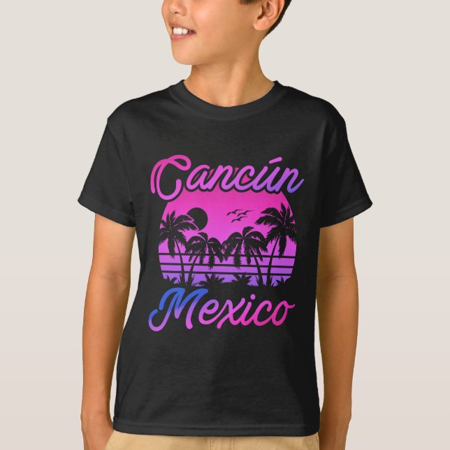 Camiseta Cancún México Palm Tres Viagens vintage Souvenirs (Frente)
