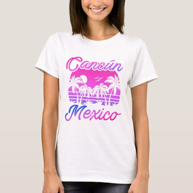 Camiseta Cancún México Palm Tres Viagens vintage Souvenirs (Frente)