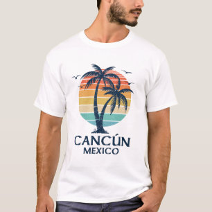 Camiseta Cancun México Souvenir Beach Sunset Vintage Women