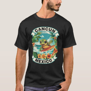 Camiseta Cancún México Tartaruga Marinha Cega Surfando Féri