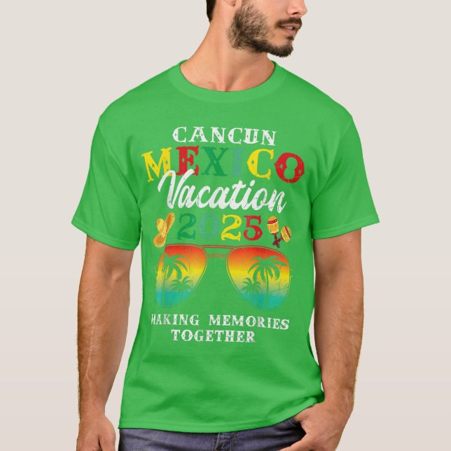 Camiseta Cancun Mexico Vacation 2025 Trip Beach Matching Fa (Frente)
