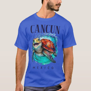 Camiseta Cancun México Watercolor Happy Sea Turtle