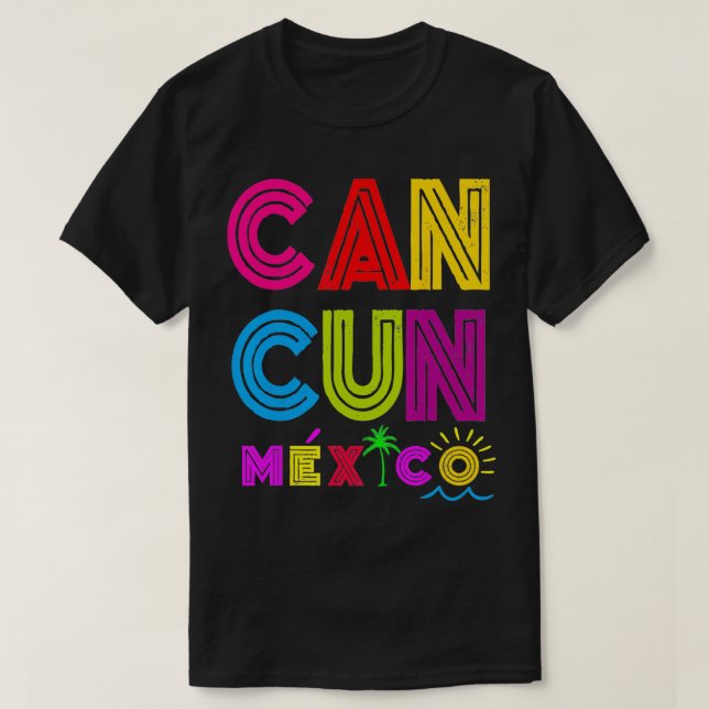 Camiseta Cancún para Mulheres Homens Crianças Cortam a Famí (Frente do Design)