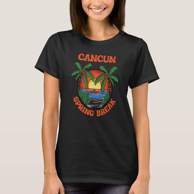 Camiseta Cancún Spring Break School Vacak Beach Trip Col (Frente)