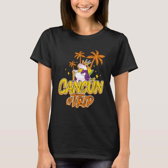 Camiseta Cancun Trip Unicorn Party  Vacation Mexico (Frente)