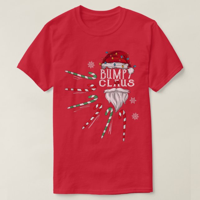 Camiseta Cândi Bumpy Claus Bumpy Beard Candy Engraçado de N (Frente do Design)