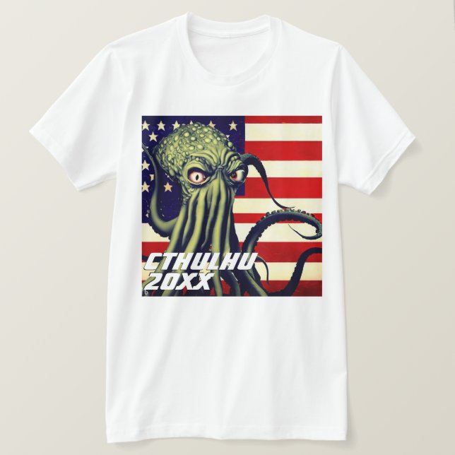 Camiseta Candidato Engraçado "Cthulhu 20XX" (Frente do Design)