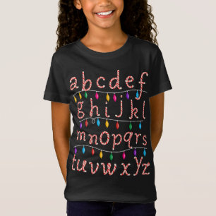 Camiseta Candy Cane Alphabet Christmas Lights Schoo